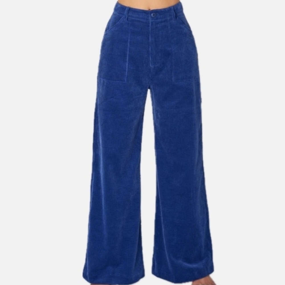 Rolla's Francoise Corduroy Pants In Electric Blue Size 6 - Picture 2 of 14